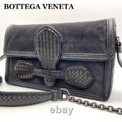 Rare Extreme Bottega Veneta Rialto Chain Bag Dark Blue Intrecciato