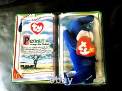 Retired EXTREMELY RARE Royal Blue Color McDonald's TY Beanie Baby Peanut