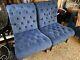 Retro Navy Blue Upholstered Swivel Accent Chair RARE, and extremely cute
