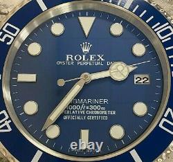 Rolex Submariner Blue Large Dealer Wall Clock 35cm, Extremely Rare