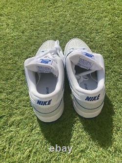 SAMPLE PAIR Nike Dunk Low Cracked Leather White Game Royal Size 9 EXTREMELY RARE