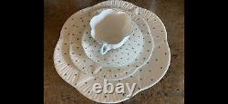 SHELLEY DAINTY BLUE/Turquoise POLKA DOTS CUP, SAUCER AND PLATE EXTREMELY RARE