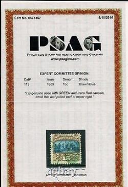 Scott 119 with Extremely rare Green Cancel With PSAG Certificate