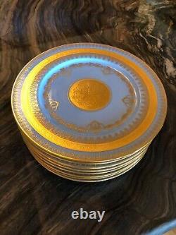 Set of 8 Stouffer gold encrusted dinner/service plates, extremely rare