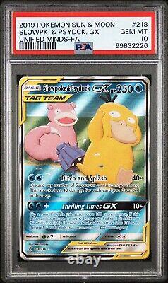 Slowpoke & Psyduck GX 218/236 PSA 10 GEM MINT Unified Minds Full Art Pokemon