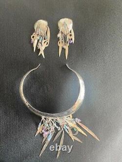 Tabra Sterling Silver Choker And Matching Earrings Extremely Rare