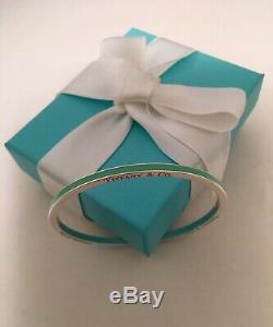 Tiffany & Co Silver & Blue Enamel Stripe Bangle Bracelet EXTREMELY RARE