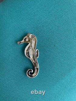 Tiffany co brooch seahorse Silver With Turquoise 1.8 Extremely Rare