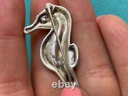 Tiffany co brooch seahorse Silver With Turquoise 1.8 Extremely Rare