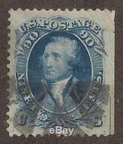 US #72 (1861) 90c Used XF+ EFO Guide Line LR Corner 1/200 Extremely Rare