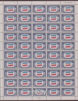 US, 917a, MNH, VF-XF FULL SHEET, YUGOSLAVIA, RARE BLUE AND ROSE OVER BLACK