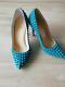 Used CHRISTIAN LOUBOUTIN Spike Pumps blue color Women's heels extremely Rare 008