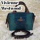 Used Vivienne Westwood croc embossed blue shoulder bag extremely rare Japan