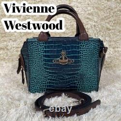 Used Vivienne Westwood croc embossed blue shoulder bag extremely rare Japan