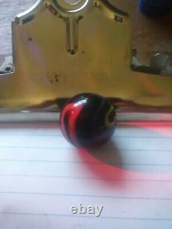 VTG BLACK GLASS WITH 3 COLOR BANDSYELLOWithBLUE/RED SLAMMER USED EXTREMELY RARE
