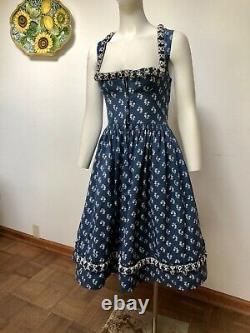Vintage 1930s Original Lanz Salzburg Blue Floral Print Dress-extremely Rare-xs