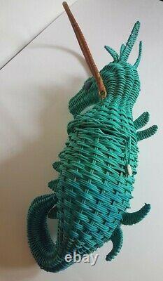 Vintage 1950s Wicker Animal Novelty purse Seahorse Extremely Rare