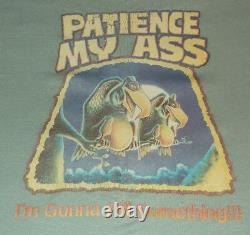 Vintage 1970's T Shirt Patience My Ass Buzzards Blue Size Large Extremely Rare