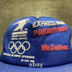 Vintage 80s Usps Priority Mail Olympics Trucker Hat Made In USA Extremely Rare