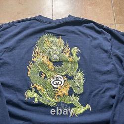 Vintage 90S Extremely Rare Blue Stussy Dragon, Long Sleeve Shirt