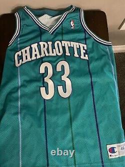 Vintage Extremely RARE Alonzo Mourning Charlotte Hornets Jersey Size 48 Champion