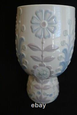 Vintage Extremely Rare Lladro Pink & Blue 9.5 Floral Jug Vase #1115 1971
