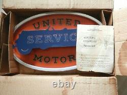 Vintage Extremely Rare Nos United Motors Servicelighted Counter/hanging Sign
