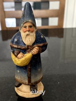 Vintage Extremely Rare Vaillancourt Folk Art Blue Santa 9633 © 1996