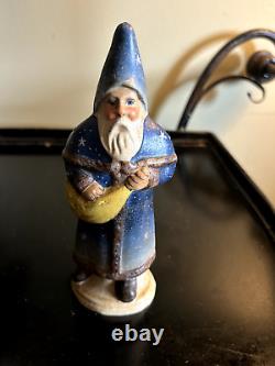 Vintage Extremely Rare Vaillancourt Folk Art Blue Santa 9633 © 1996