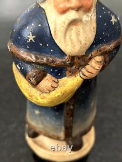 Vintage Extremely Rare Vaillancourt Folk Art Blue Santa 9633 © 1996