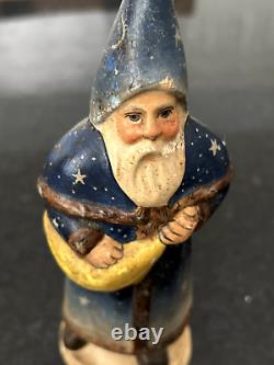 Vintage Extremely Rare Vaillancourt Folk Art Blue Santa 9633 © 1996