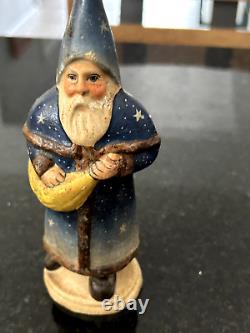 Vintage Extremely Rare Vaillancourt Folk Art Blue Santa 9633 © 1996