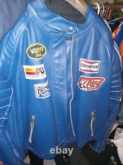 Vintage royal blue Vanson Leather Motorcycle Jacket Size 54 extremely rare