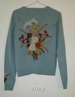 XS Extremely Rare Anthropologie Embroidered Autumn Bouquet Sweater Cardigan