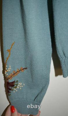 XS Extremely Rare Anthropologie Embroidered Autumn Bouquet Sweater Cardigan