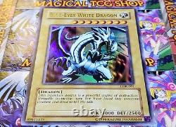 Yugioh Blue-Eyes White Dragon LOB-001 Ultra Rare Original Print Konami 2002 NM