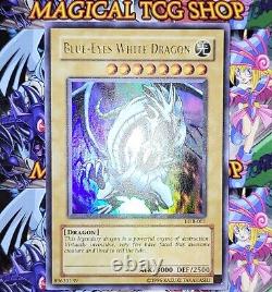 Yugioh Blue-Eyes White Dragon LOB-001 Ultra Rare Original Print Konami 2002 NM