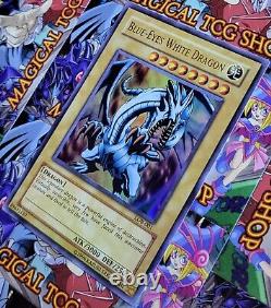 Yugioh Blue-Eyes White Dragon LOB-001 Ultra Rare Original Print Konami 2002 NM