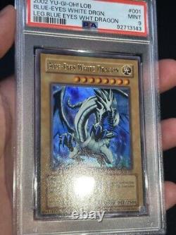 Yugioh Very Rare Glossy Unlimited Blue-Eyes White Dragon LOB-001 PSA 9 Clean