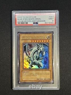 Yugioh Very Rare Glossy Unlimited Blue-Eyes White Dragon LOB-001 PSA 9 Clean