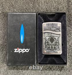 Zippo Blu2 Spade Chrome 2015 Butane Blue Flame Lighter EXTREMELY RARE 30201 B-15