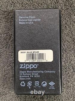 Zippo Blu2 Spade Chrome 2015 Butane Blue Flame Lighter EXTREMELY RARE 30201 B-15